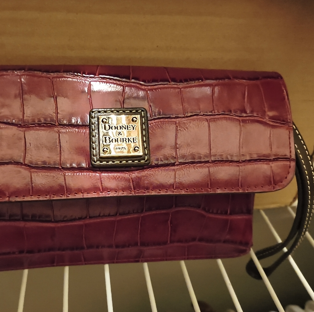 Dooney & Bourke Burgundy Croc-Embossed Wristlet